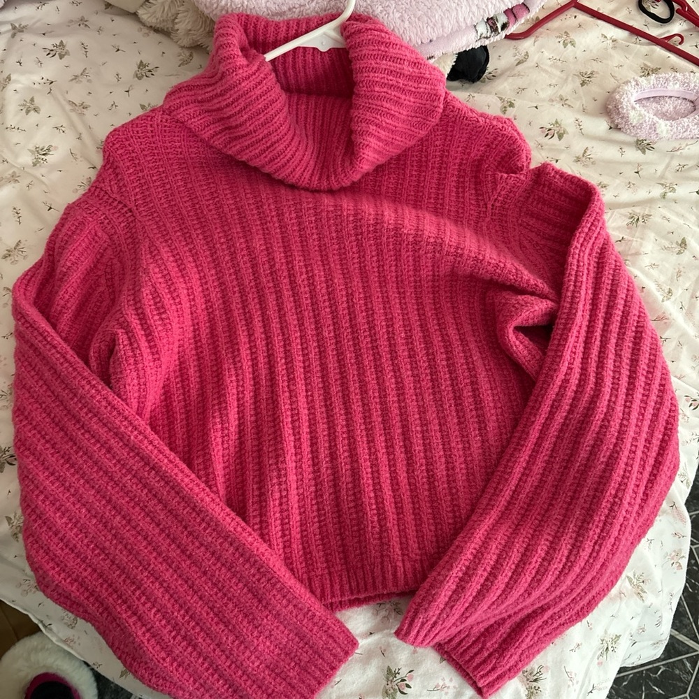 Pink cardigan sweater